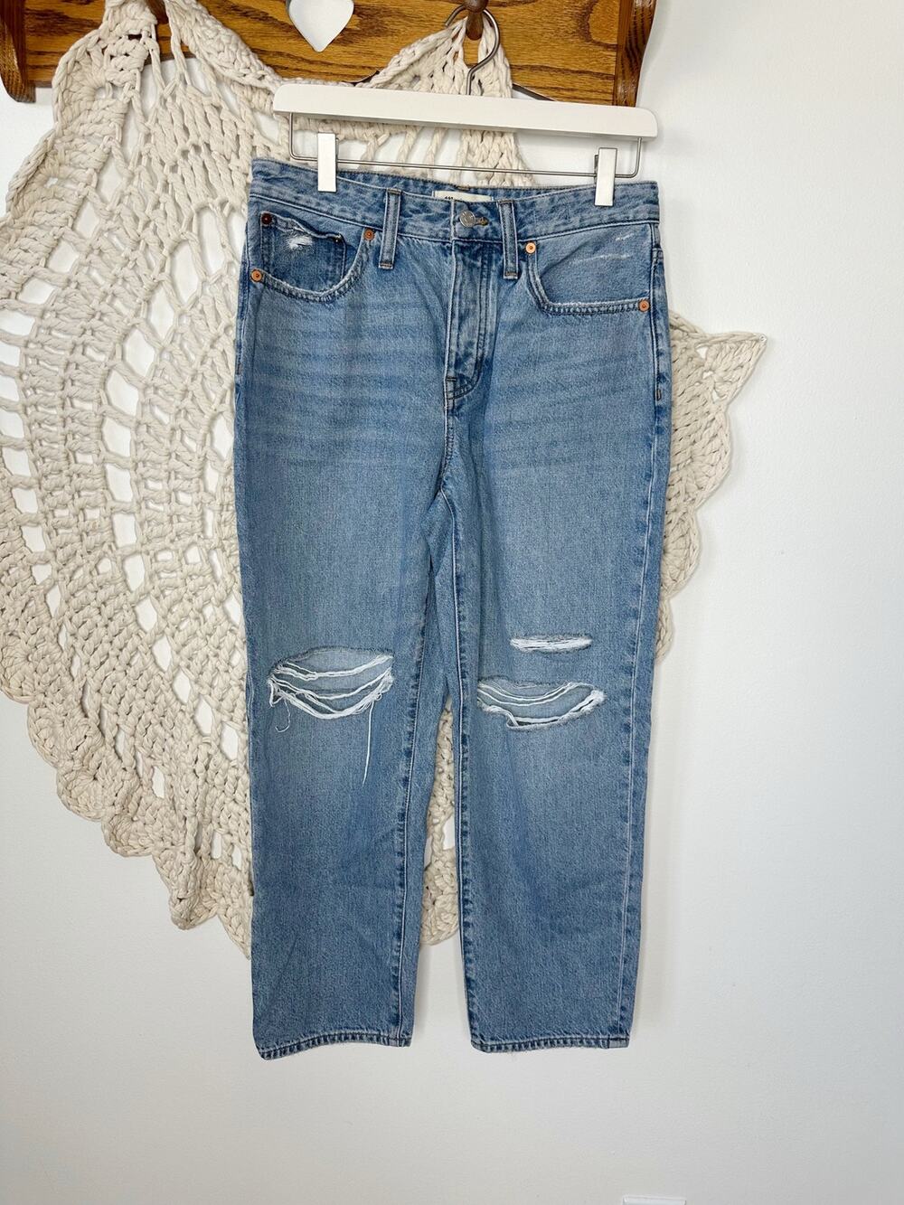 Madewell The Dad Jean Mid Rise Distressed Loose Fit Jeans Size 26 Petite